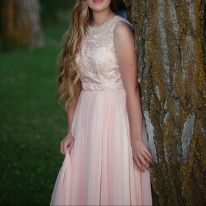 Grad/Prom/ Bridesmaid Dress • Chiffon & Lace & Beads